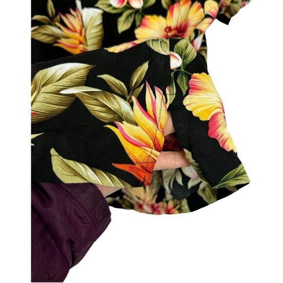 Go Barefoot Hawaiian Shirt Made In USA Black Floral Print Single Stitch Size 3XL - Picture 8 of 15